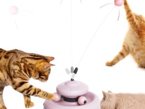 JuDongJu 3-in-1 Interactive Cat Toy for Indoor Cats - Exciting Teaser Wand, Ball Track, and Whack-a-Mole Game - No Batteries Needed, Sturdy and Safe - Ultimate Mental and Physical Stimulation