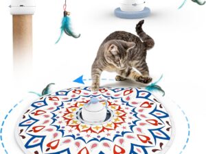 Tyasoleil Interactive Cat Toys, 3 in 1 Smart Cat Toys Motorized Wand Kitten Toys, Automatic Cat Toy - 3 Modes Cat Toys for Indoor Cats Adult, Upgrade Motor, Electronic Cat Feather Toy