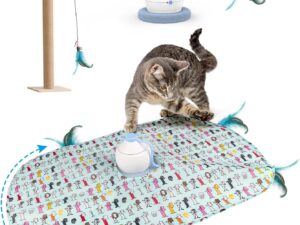 Tyasoleil Interactive Cat Toys, 3 in 1 Smart Cat Toys Motorized Wand Kitten Toys, Automatic Cat Toy - 3 Modes Cat Toys for Indoor Cats Adult, Upgrade Motor, Electronic Cat Feather Toy